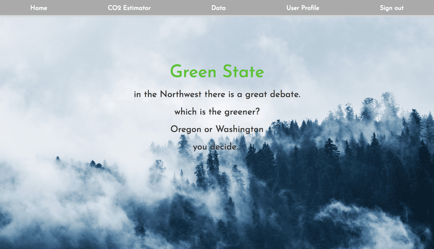 Green State carbon emissions site screenshot